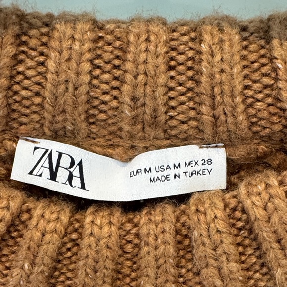 Zara Cropped Cable Knit Sweater - Brown - Picture 3 of 8